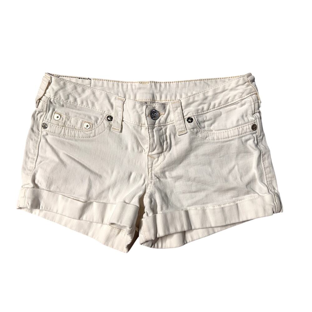 True Religion White Rolled Hem Shorts